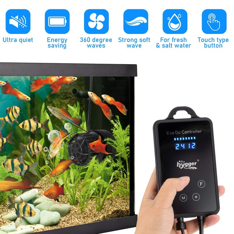 hygger Quiet Magnetic Aquarium Wave Maker, 1600GPH DC 12V Powerhead with Digital Led Display Controller, Submersible Water Inverter Circulation Pump for Fish Tank 3-25 Gallon - Image 3